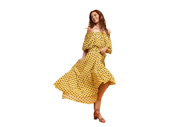Pretty yellow head women dress