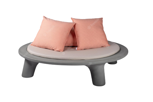 Rounded Table With 3 Pillows